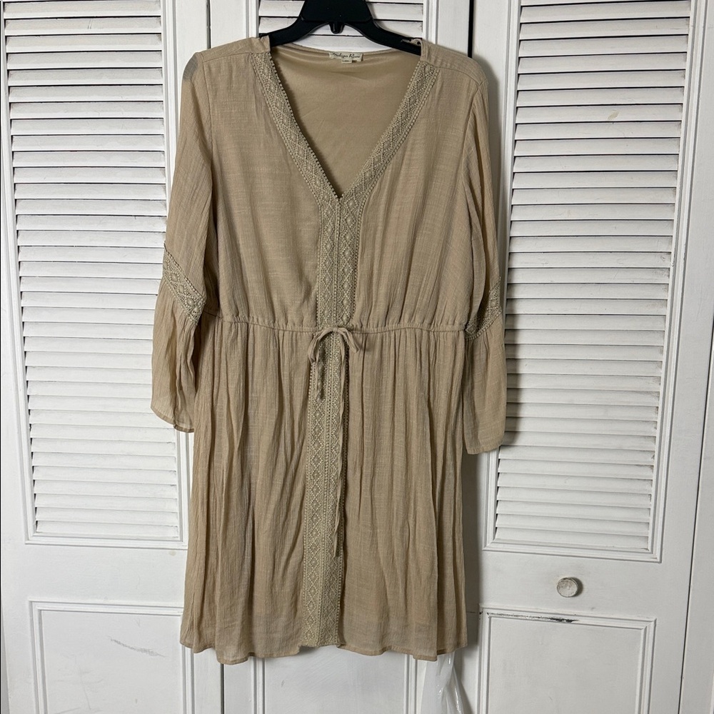 Elegant Beige V-Neck Dress